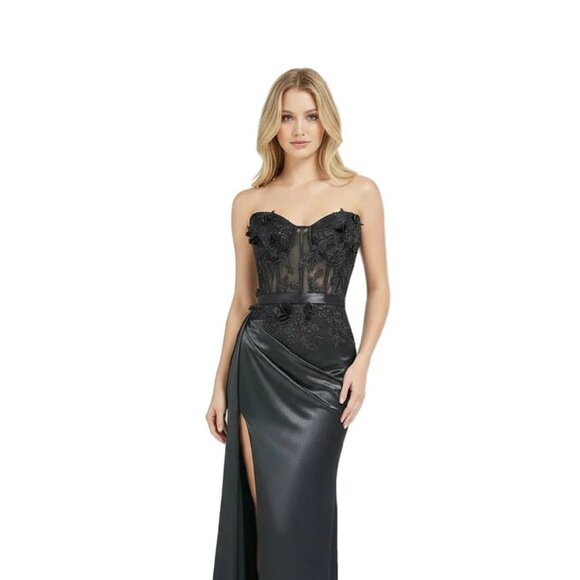 New Strapless Sheath Gown w/ Boned Bodice & High-waisted Side Drape TC TL3038B - Picture 1 of 5
